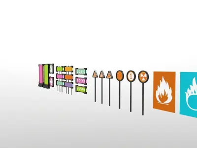 Sci-Fi Signs Low-poly 3D model