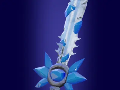 Stylized weapon sword with ice crystals PBR Low-poly game ready Low-poly 3D model
