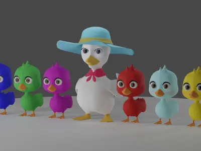 Cartoon Duck Family - 3D Model Pack 3D model