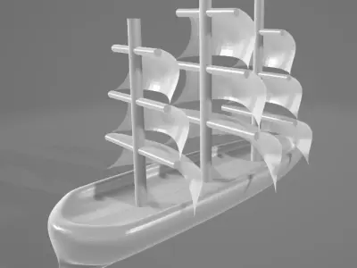 Frigate sailing ship 3D model