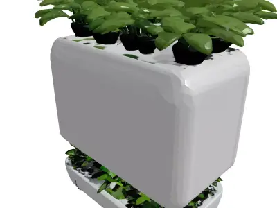 Modern SciFi Wall Planter with Lights 3D model