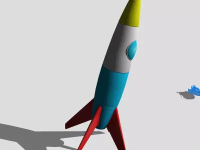 rocket toy and bird Low-poly 3D model