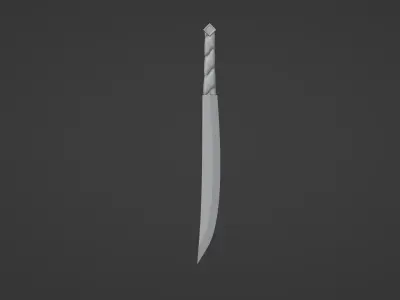 Rose gold machete with a leather grip 3D model