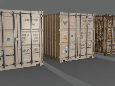 PBR 20 ft Shipping Cargo Container Version 2 - White Low-poly 3D model