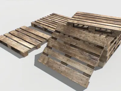 Industrial Wooden Pallet 3 Low-poly 3D model