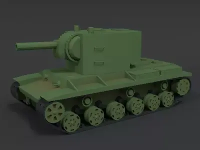 Low Poly Cartoon KV 2 Tank Low-poly 3D model