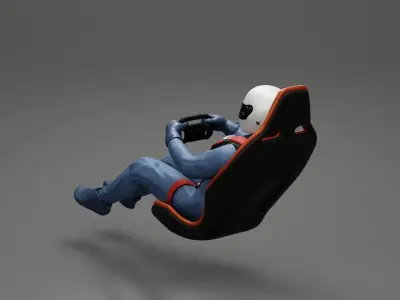 Racing Driver Sitting in Touring Car Cockpit with Racing Suit  3D print model