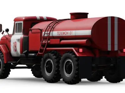 Soviet Fire Service Tanker Truck Low-poly 3D model