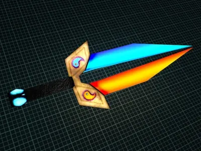 3D Fantastic sword Ice and Fire Free low-poly 3D model