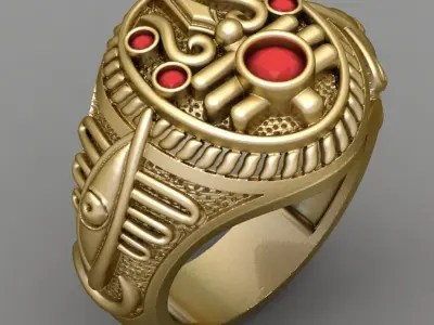 Antique Shiva Gents Ring 3D print model
