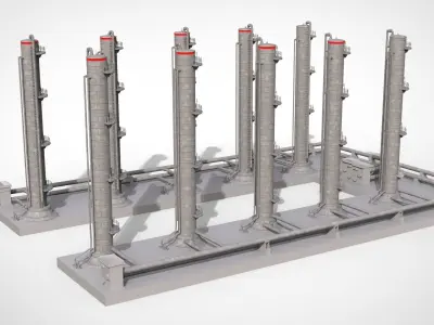 Industrial towers 3D model