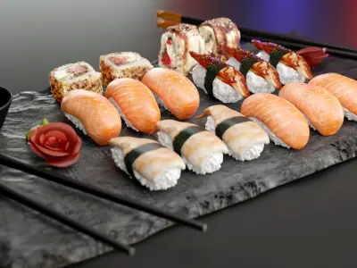 sushi set 3D model purchase