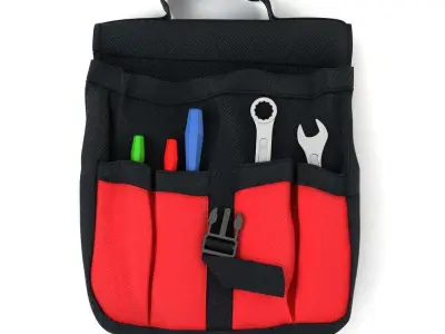Toolbag with screwdrivar and  spanner 3d model 3D model