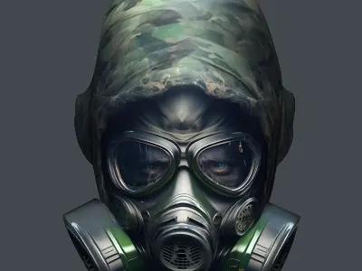 Gas mask helmet 3d model military combat Low-poly Low-poly 3D model order
