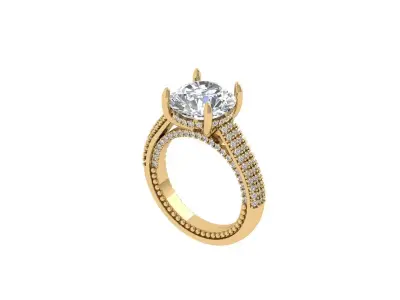 Solitaire Engagement Art Deco Ring 3D print model 78