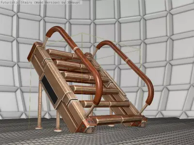 Wood Stairs - Construction Element 8 Low-poly 3D model