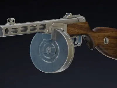 PPSh-41 Low Poly wooden gun Low-poly 3D model