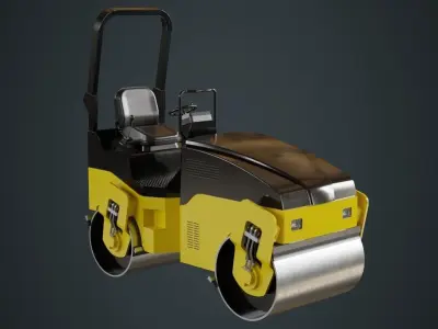 Road Roller 1A Low-poly 3D model