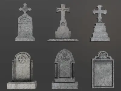 Grave Headstones Low-poly 3D model