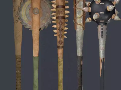 GameReady Melee Weapon Pack - 12 Mesh Low Poly High Quality Low-poly 3D model