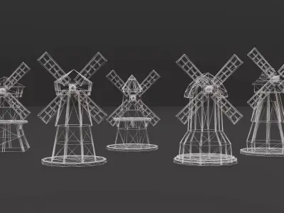Windmill collection low-poly 3d model Low-poly 3D model
