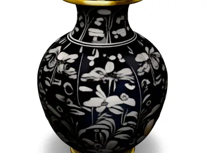 Black Floral Pattern Vase 3D Model Low-poly 3D model