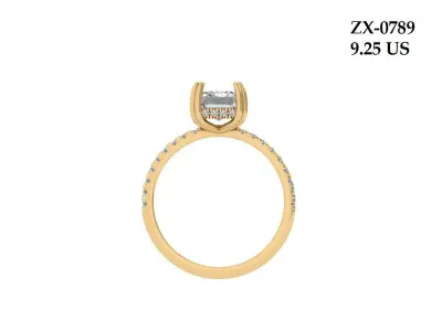 Emerald Solitaire Ring 3D print model 48
