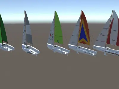 Low Poly Sail Boat Package Low-poly 3D model