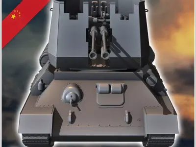 Type 63 anti-aircraft gun - Chinese Modern army Military miniatu 3D print model
