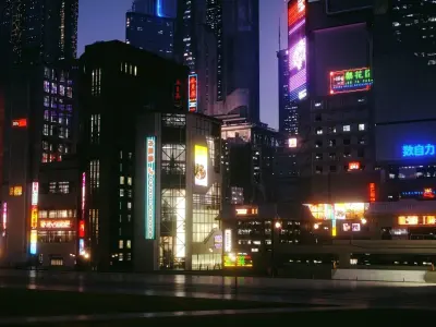 Cyberpunk City Station 3D model