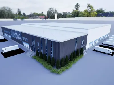 Logistics Distribution Center Warehouse Industrial Complex Low-poly 3D model