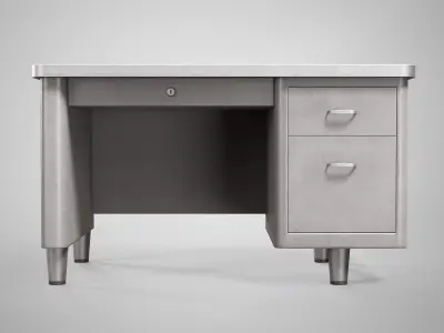 Retro Office Table - Vintage Office Desk Gameready AAA Low-poly 3D model