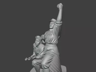 Military sculpture warrior  military battle war hero  soldier 3D print model 4
