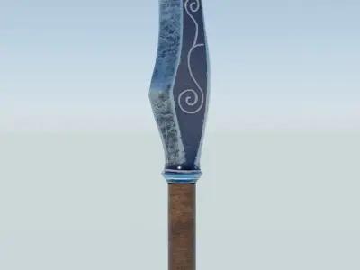 Glaive long stick Low-poly 3D model