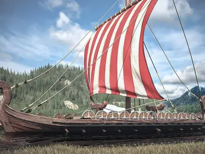 3D model Drakkar Viking Ship 3D model