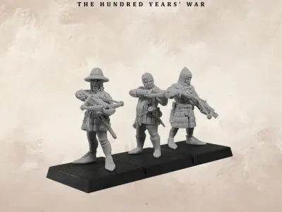  Medieval crossbowmen mid 14th century 3D print model