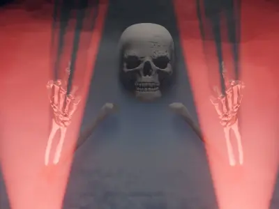 skeleton sticking out the middle finger 3D model