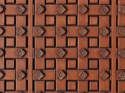 Carved Wooden Door Panel PBR  Texture