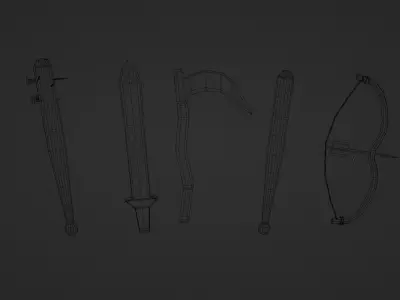 Lowpoly weapon assets pack Low-poly 3D model