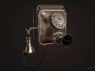 Antique Telephone 19 century Low-poly Low-poly 3D model