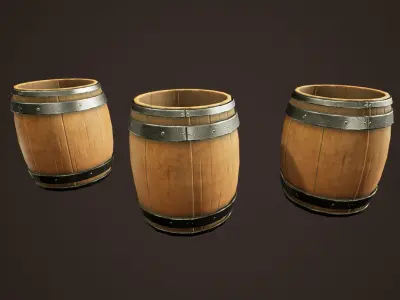 Stylized Western Opened Wooden Barrel Free low-poly 3D model