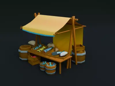 Medieval Markets Pack DEMO Free low-poly 3D model