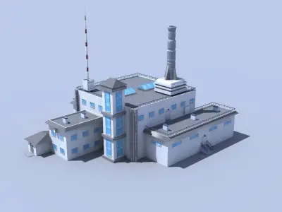 Factory - Chimney - Industrial Low-poly 3D model