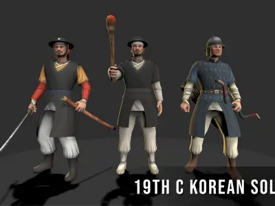Korean Soldier - 19th Century Low-poly 3D model