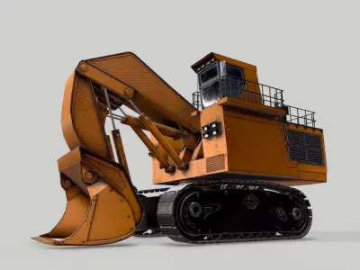 Old Industrial Vehicle Excavator2 Low-poly 3D model