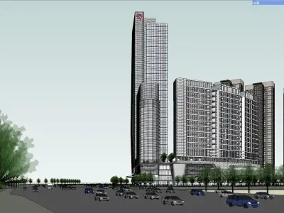 SU model of commercial and office apartment building 3D model