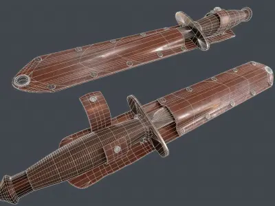 Low poly WW2 Case Stiletto Fighting Knife Low-poly 3D model