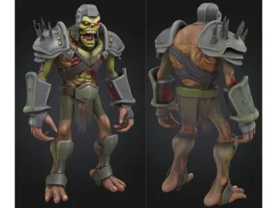 Stylized Undead Warrior Character Low-poly 3D model