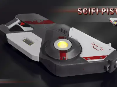 Scifi Pistol Low-poly 3D model