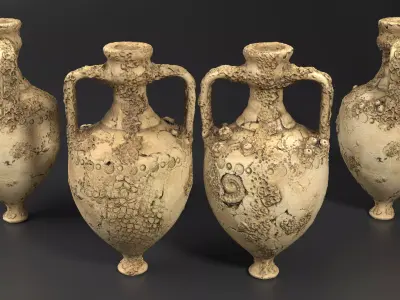 Antique Clay Amphora - Ancient Pottery Low-poly 3D model